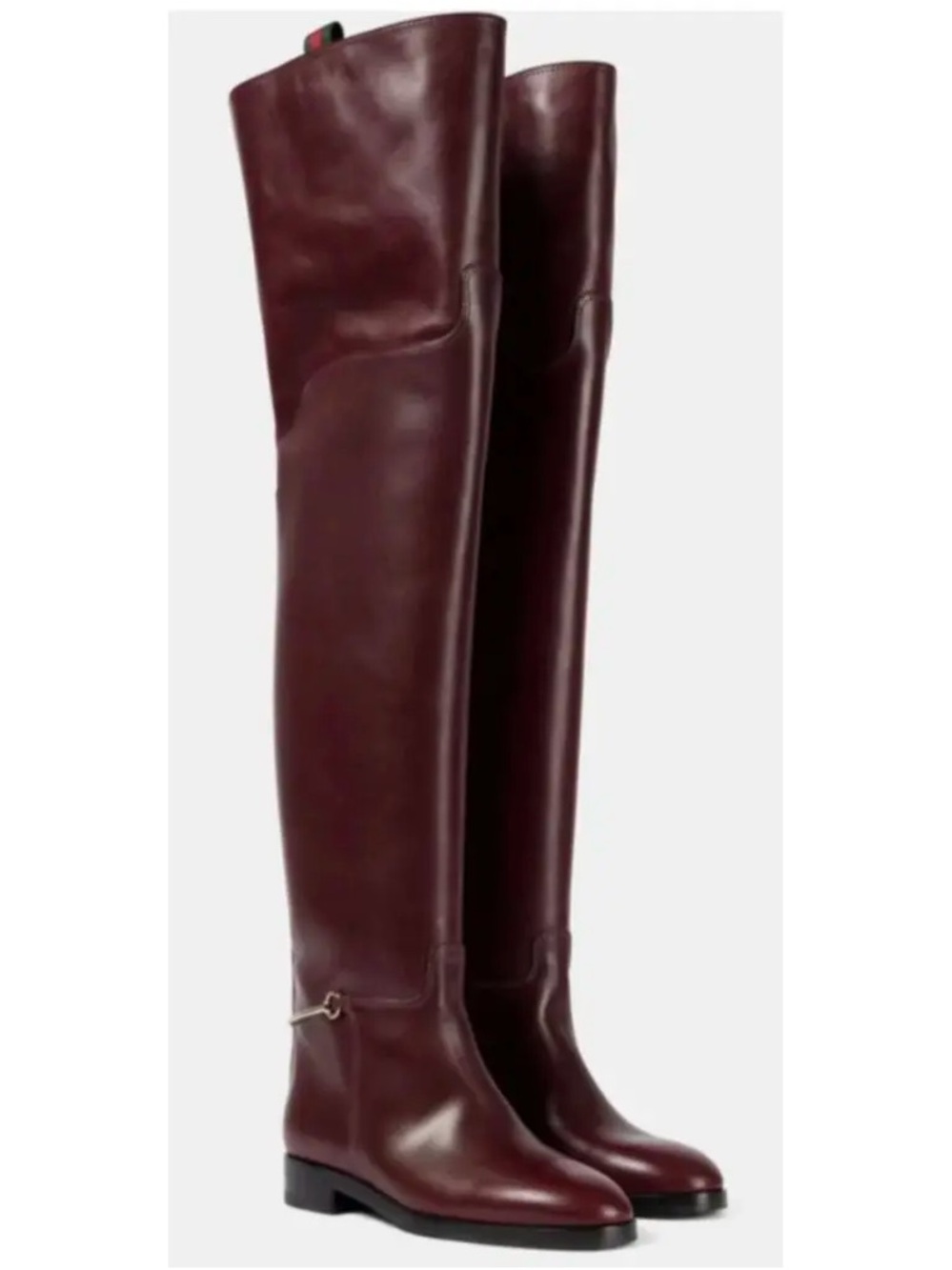 Gucci Burgundy Leather Over-the-Knee Horsebit Riding Boots Size 39 Runway